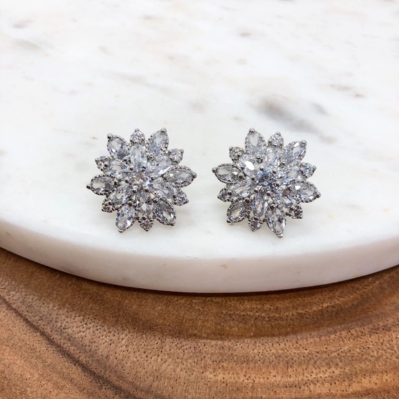 Cubic Zirconia Formal Silver Earrings - Picture 2 of 8